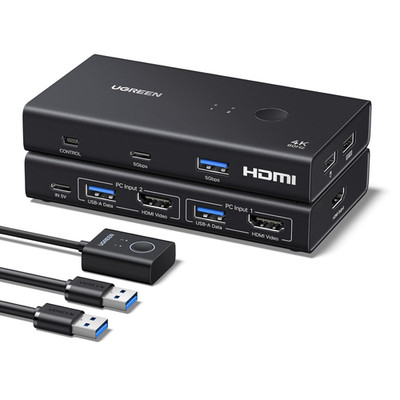 UGREEN HDMI KVM Switch USB Adapter (3*USB A+ USB C) 2 PC 1 Monitor 4K@60Hz USB V
