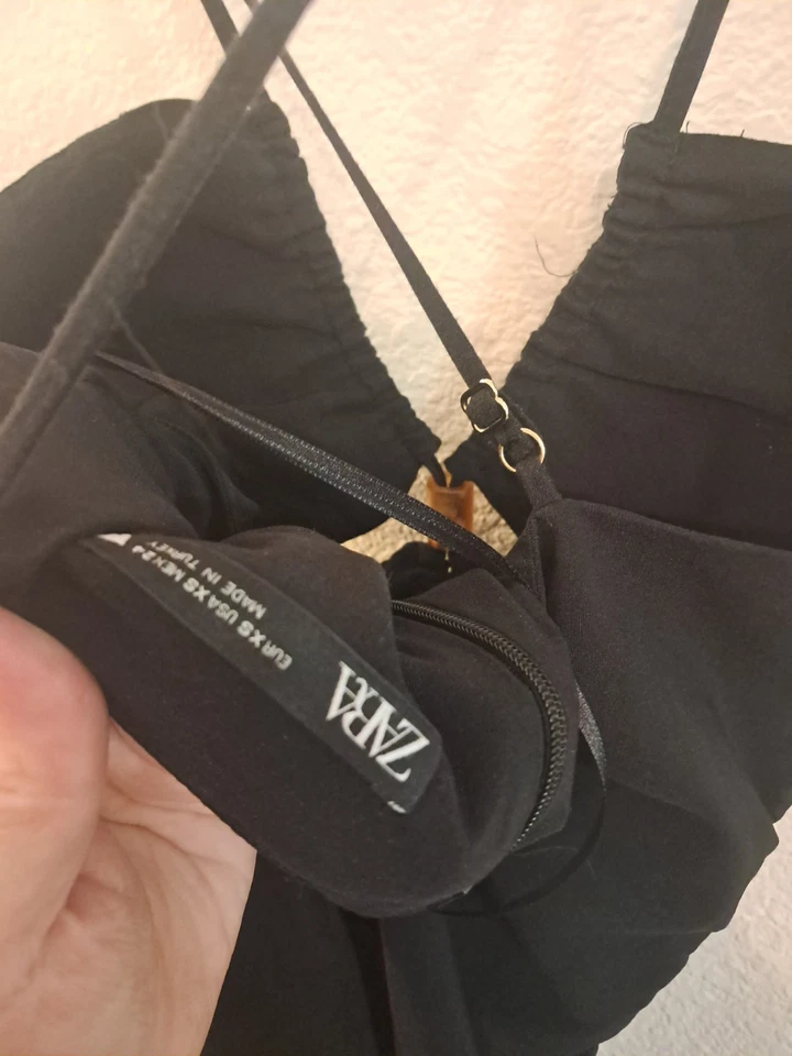 Size XS small ZARA womens LONG dress BLACK stretchy - Image 4 of 4