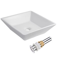 Vasque de salle de bain 16" porcelaine céramique évier pop up vidange comptoir vasque
