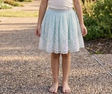 The Children s Place Girls Size 7-8 Baby Blue Sequin Skirt Elastic Waist Pastel