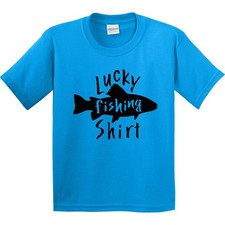 Inktastic Lucky Fishing Shirt- Fish Youth T-Shirt Favorite Activity Weekend Lake