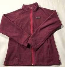 Columbia Youth Girls L 14/16 Jacket Maroon Wine Fleece Lined Long Sleeve