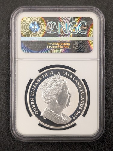2017 PF 69 Falklands Britannia Rev Proof - .999 Silver 1 Crown - w/Motto - NGC - Picture 2 of 2