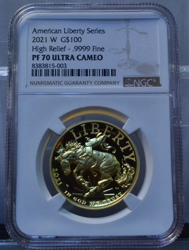 2021W $100 HIGH RELIEF AMERICAN LIBRTY SERIES NGC PF70 UCAM 1 OZ .9999 FINE GOLD
