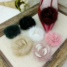 1 Paio Visone Pelliccia Pompom Scarpe Clip Soffice Ornamento Forma Of Rosa Tacco