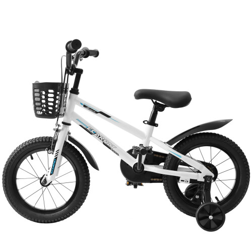 Bicycle Boys Girls Training Wheel Bell Basket Fender White G