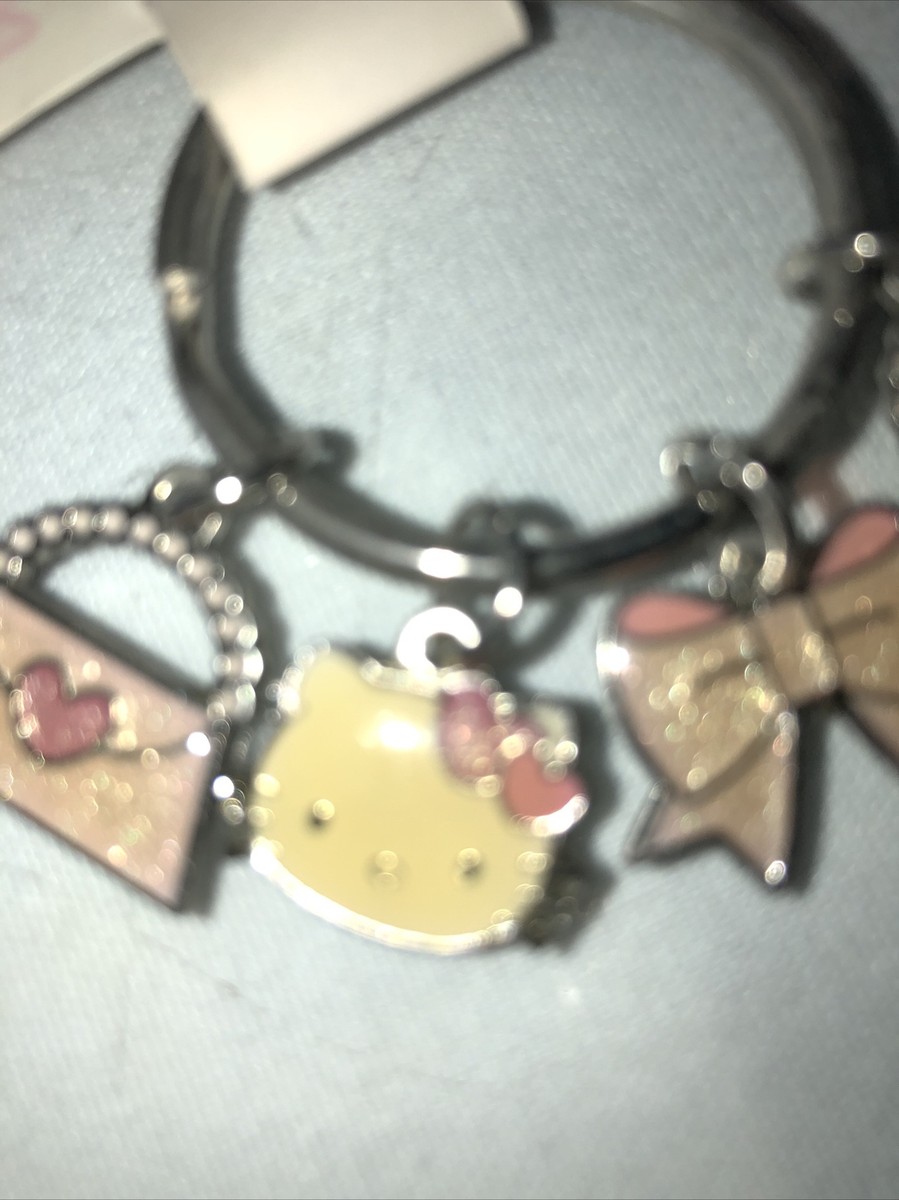 VINTAGE SANRIO 2004 HELLO KITTY Pink Enamel SILVER KEY RING