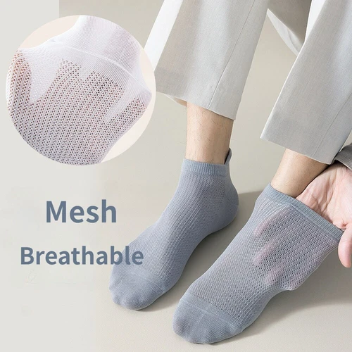 5Pairs High Quality 96% Cotton Men Socks Breathable Mesh Summer Anti-bacterial - Picture 3 of 35