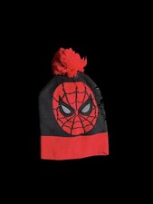   Kids Red and black Spider-Man pom pom beanie  