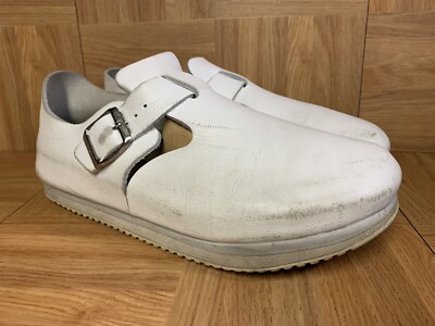 RARE  Birkenstock Profi White Leather Clogs Nurse Shoes Sz 40 L9 M7 Closed Toe