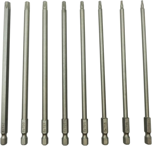 Long Torx Security Screwdriver Bit Sets 6 Inch Length T8 T10 T15 T20 T25 T27 T30