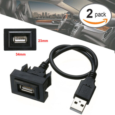 2X Car Dashboard Flush Mount Male to Female Extension USB Cable For Toyota US