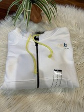 Women  s New  Nike White Cropped Hoodie with Yellow Full-Zip Hoodie Size S