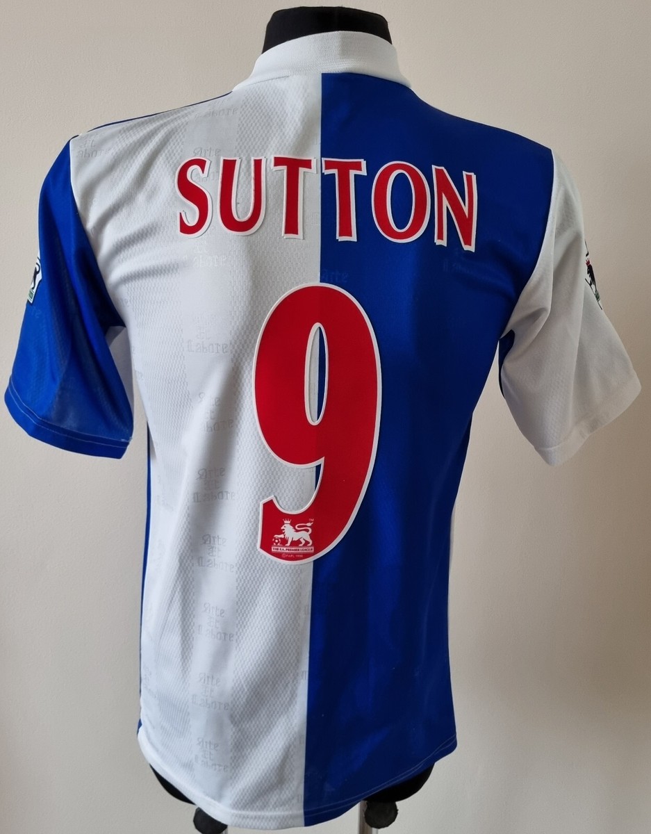 Blackburn Rovers 1996 - 1998 Home football Asics shirt #9 Sutton