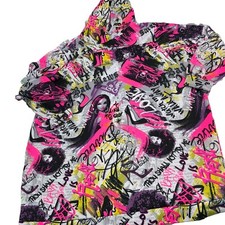 Jolie & Joy Unsex Hoodie Fleece Graffiti Y2k Pink Black Grey Street Wear 2x