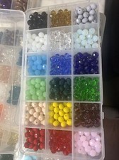 540pc Glass R ndele Faceted Jewelry Making Beads In Storage Box 18 Colors 6x8cm