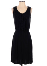 Merona Black Sleeveless Mini Dress Womens Extra Small Ruffle Front Elastic Waist