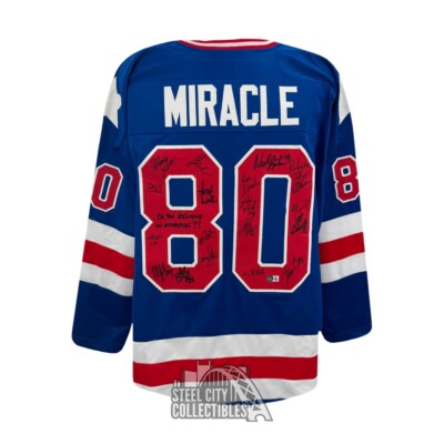 1980 Miracle on Ice Autographed Team USA Olympic Custom Blue