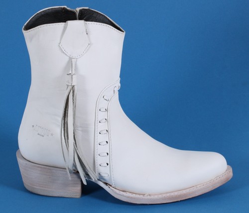 G Westernstiefelette Cowboystiefel Catalan Style Western Leder Fransen weiß 39 - Bild 2 von 4
