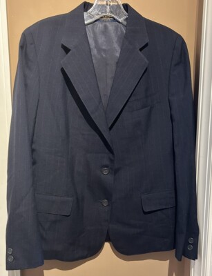Brooks Brothers Blue Pin Stripe Wool Suit Sz 6-8 Jacket Pleat Skirt