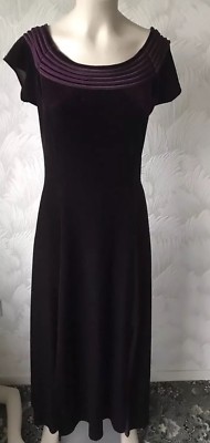 TRUE VINTAGE GR 14 1990er LILA SAMT MIDIKLEID DOPPELSCHLITZE FIRST AVENUE