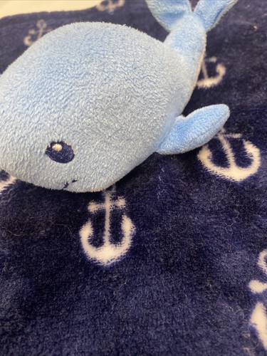 HB Hudson Lovey Baby Blue Whale Anchors Plush Security Blanket Lovie 14x14” - Picture 4 of 9
