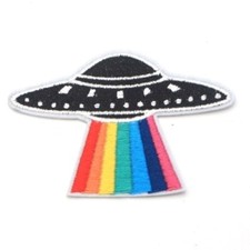 Listing image for Rainbow UFO Iron On Patch Space X Files 90s Alien Abduction Badge/Applique/Trans
