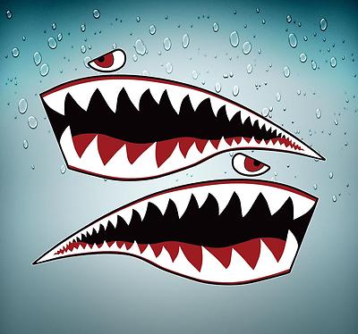 Big JDM Style Car Decals - Airplane, Shark, Fighter Teeth & Tiger Designs For Your Ride