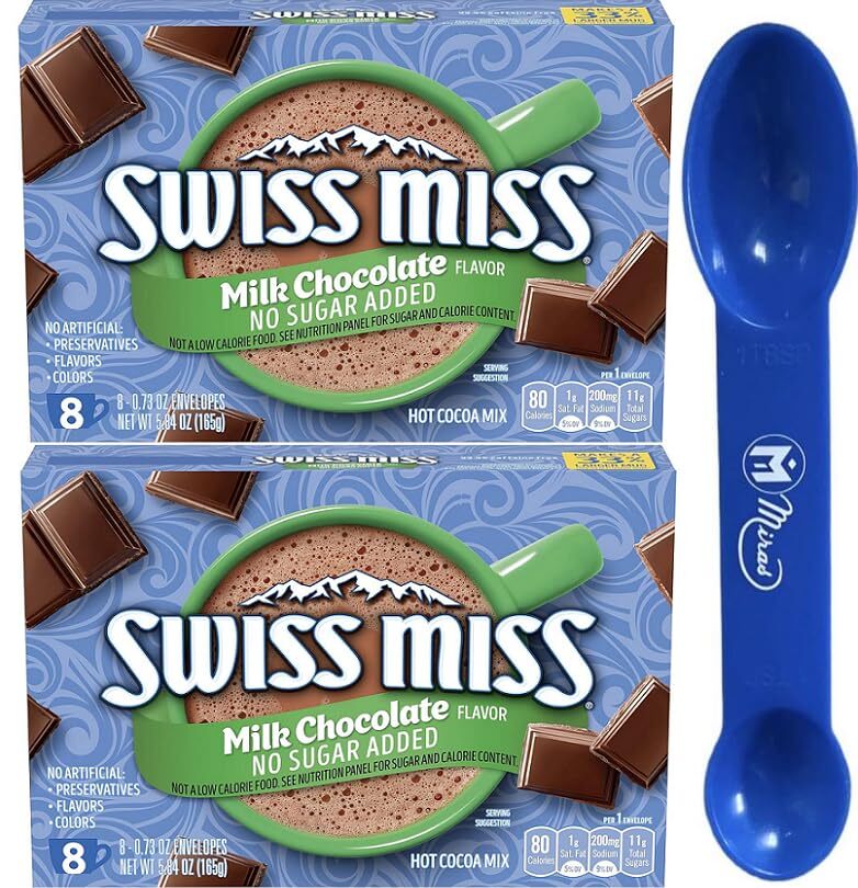 Pack of 2 Swiss-Miss Milk Chocolate Flavor No Sugar Added Hot Cocoa Mix 0.73 ...