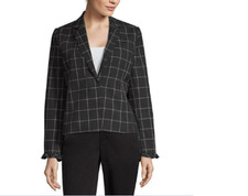 Liz Claiborne Women's Blazer Color: Black Plaid Size: 8 MSRP 69