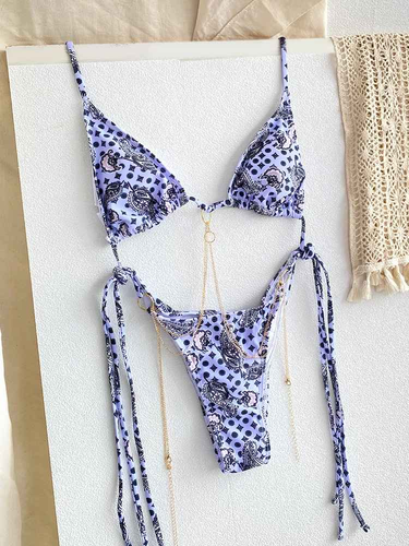 Sexy Triangle Chains Bikini Sets Micro Thongs Swimsuit Women - 第 27/37 張圖片