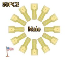 12-10 AWG Wire Fully-insulated Nylon Male Spade Crimp Terminal Connectors 50Pcs