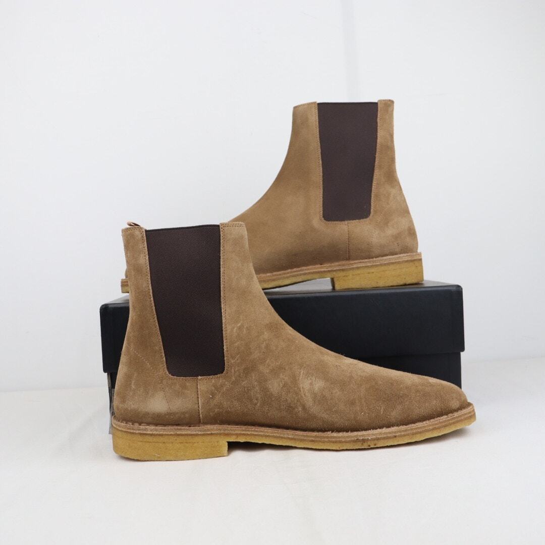 Stivali in pelle tacco piatto Saint Laurent Paris nuovi con scatola 47