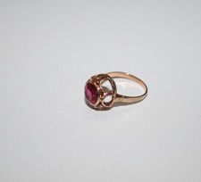 Vintage UDSSR Ring 583 ★ 585 GOLD 14 Karat Rotgold Roségold Korund Rubin Gr. 56
