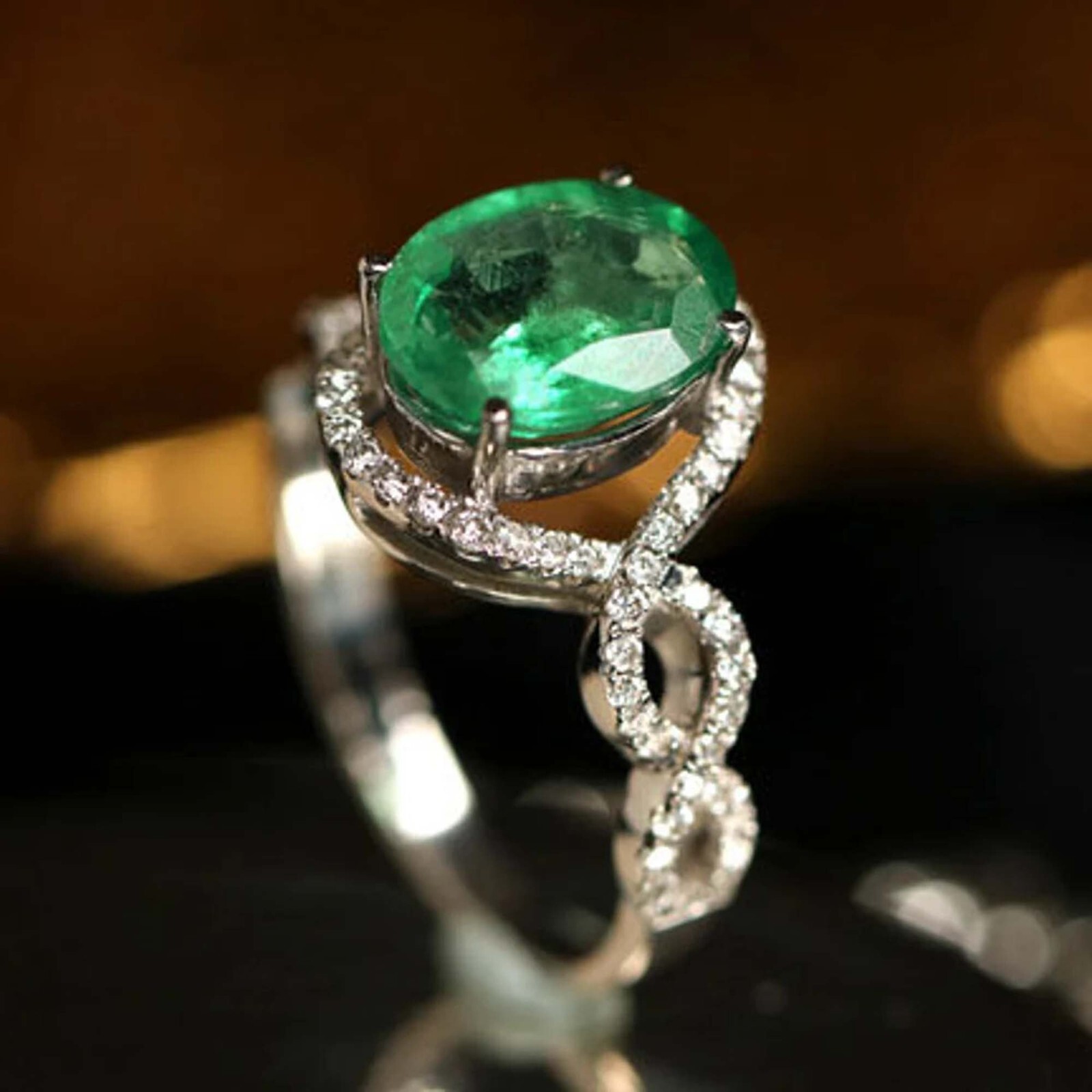 Emerald May Birthstone Engagement Ring for Women in 925 Sterling Silver Green Gemstone Jewelry-image