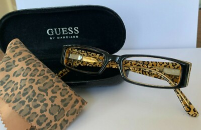 Guess Brille Brillengestell GU1210 Gr. 50 in Schwarz & Leopardenmuster innen
