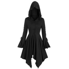 Damen Mittelalter Halloween Kostüm Umhang Cape Gothic Vampir Party Kapuzenmantel
