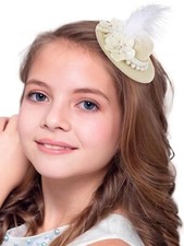 Mini Fascinator Hat Flower Feather Hair Clip Tea Party Hats Fancy Girls Acces...