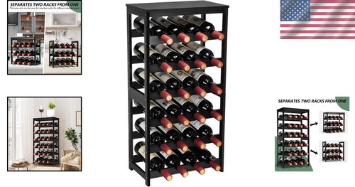 Freestanding Bamboo Wine Storage Rack for 24 Bottles - 6 Tier Shelf Design - Picture 2 of 9