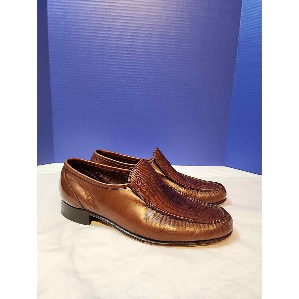 Florsheim Men’s Brown Leather Lizard-Embossed Slip-On Loafers 11 D Genuine Caiman Alligator Imperial Loafers | Mercari main image 2
