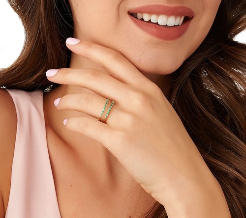 Affinity Green Emerald Ring Guard 14K Yellow Gold 0.15 cttw Size 8 J329460 QVC - Picture 5 of 5