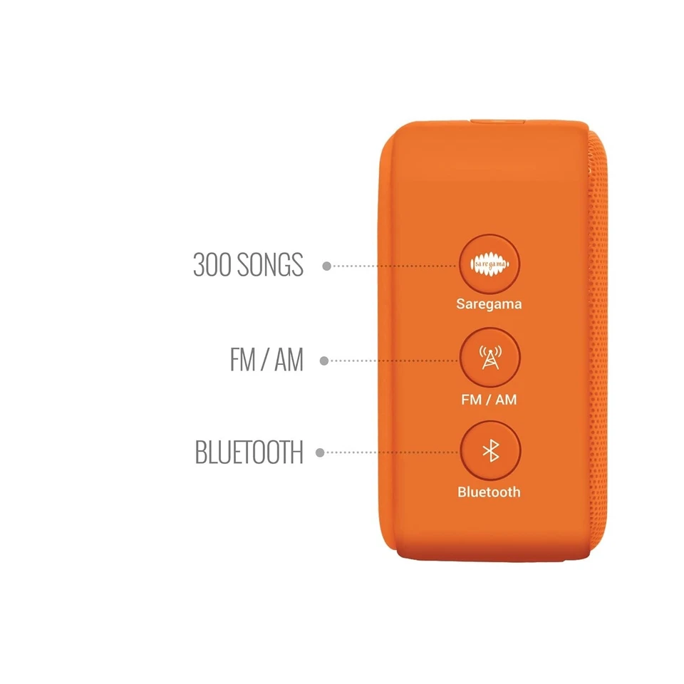 Carvaan Saregama Mini 2.0 Bhakti - Reproductor de música con Bluetooth/FM/AM/AUX (Naranja) Foto 2 de 4