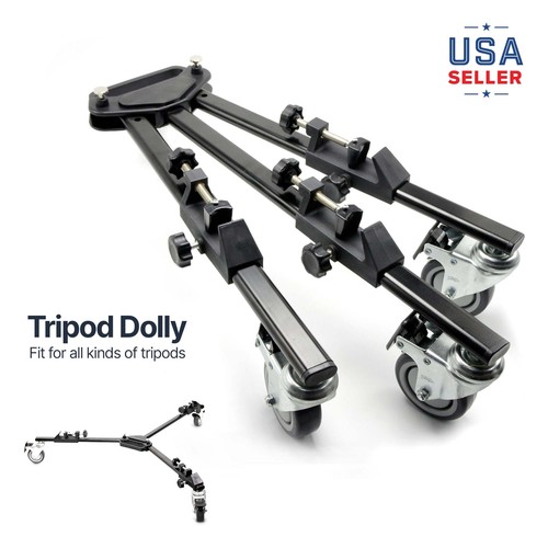 LS Camera & Camcorder Tripod Dolly Wheels, Safety Lock Professional