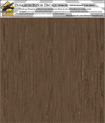 Dungeon Flooring Design 007 Oak Hard Wood DIY 28mm Miniature Decals