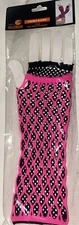 Pink Fishnet Gloves Neon Pink Fingerless Long Gloves Leg Arm Cuff Party
