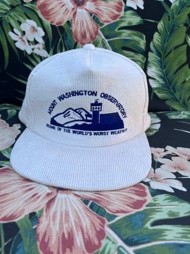 vtg yupoong corduroy snapback hat Foam insert Embroidery Mt Washington Observert