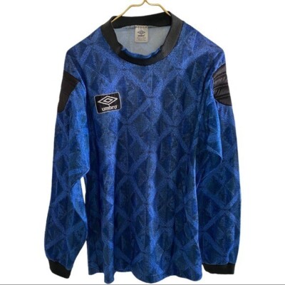 Vtg Umbro Made In USA Blue Soccer Jacket Jersey Padded Elbows Sleeves Men Sz L