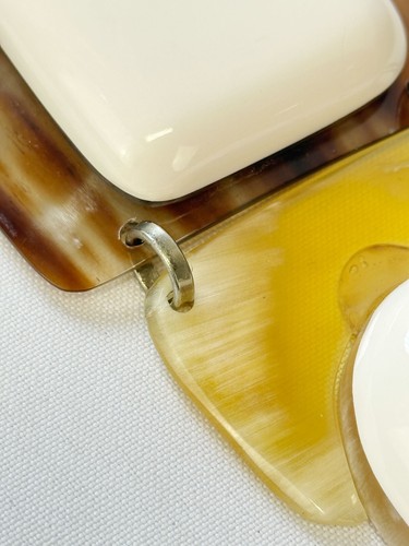 Collar de cuero de resina de cuerno MARNI marrón amarillo blanco geométrico - Imagen 6 de 9