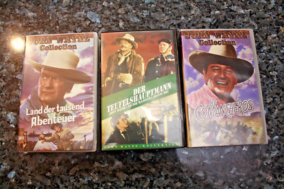 3 VHS JOHN WAYNE Western Teufelshauptmann, Comancheros, Land der tausend Abent..