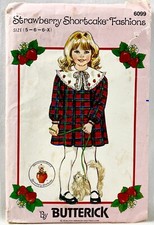 1982 Butterick Sewing Pattern 6099 Girls Strawberry Shortcake Dress 5-6X 14108